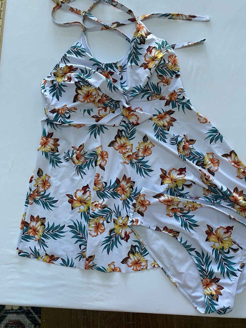 Tropical Floral Print Tankini Swimsuit Set - 2-Piece - 3XL